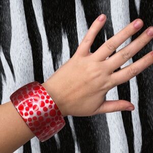 Red Polka Dot Bangle Bracelet